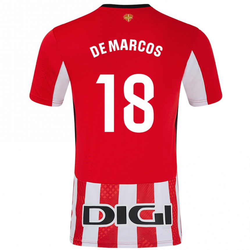 Kids Football Óscar De Marcos #18 Red White Home Jersey 2024/25 T-Shirt Uk