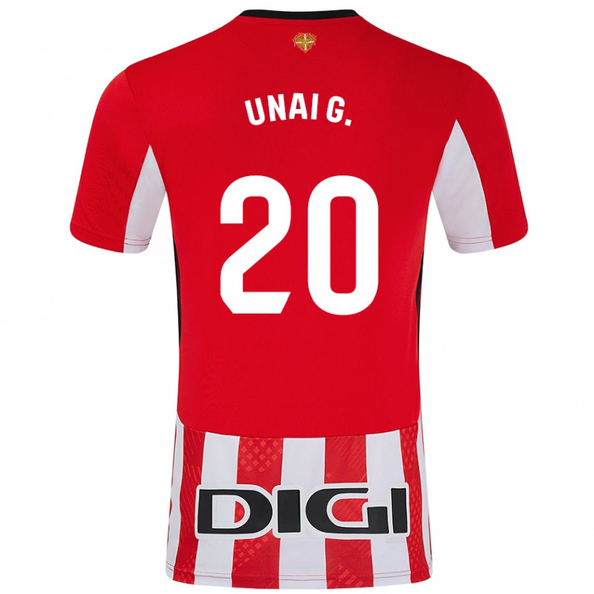 Kids Football Unai Gómez #20 Red White Home Jersey 2024/25 T-Shirt Uk