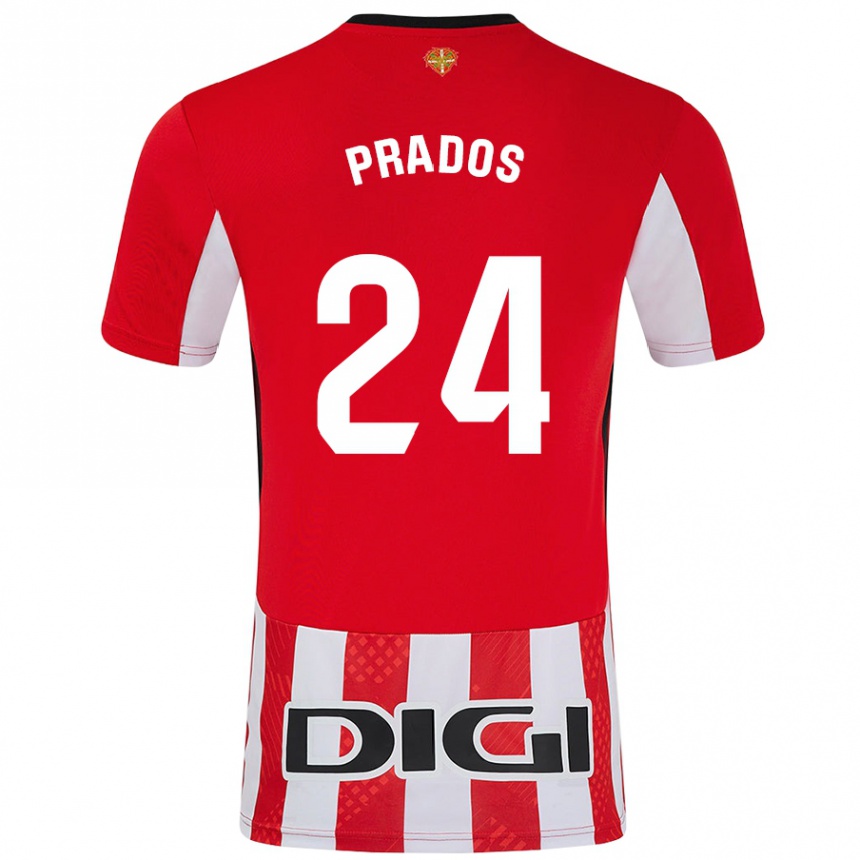 Kids Football Beñat Prados #24 Red White Home Jersey 2024/25 T-Shirt Uk