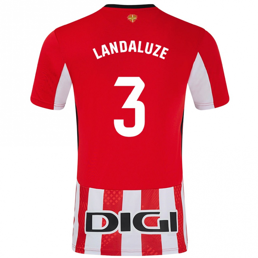 Kids Football Naia Landaluze Marquínez #3 Red White Home Jersey 2024/25 T-Shirt Uk