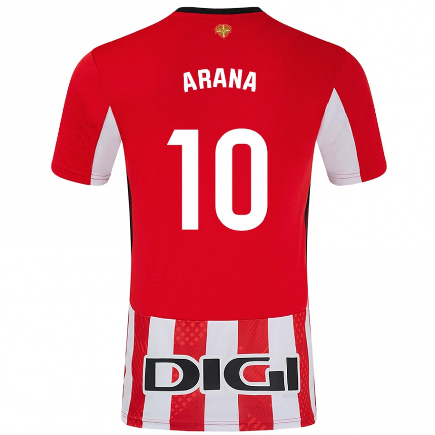 Kids Football Paula Arana Montes #10 Red White Home Jersey 2024/25 T-Shirt Uk