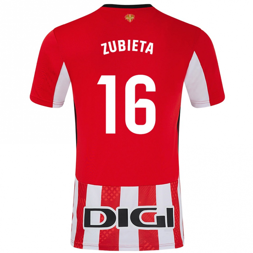 Kids Football Maite Zubieta Arambarri #16 Red White Home Jersey 2024/25 T-Shirt Uk