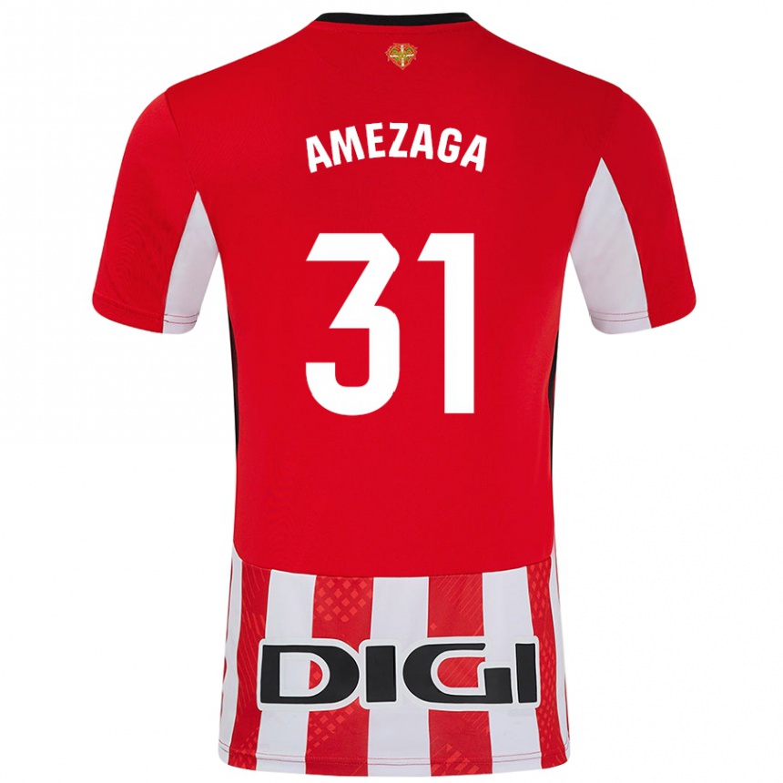 Kids Football Jone Amezaga #31 Red White Home Jersey 2024/25 T-Shirt Uk