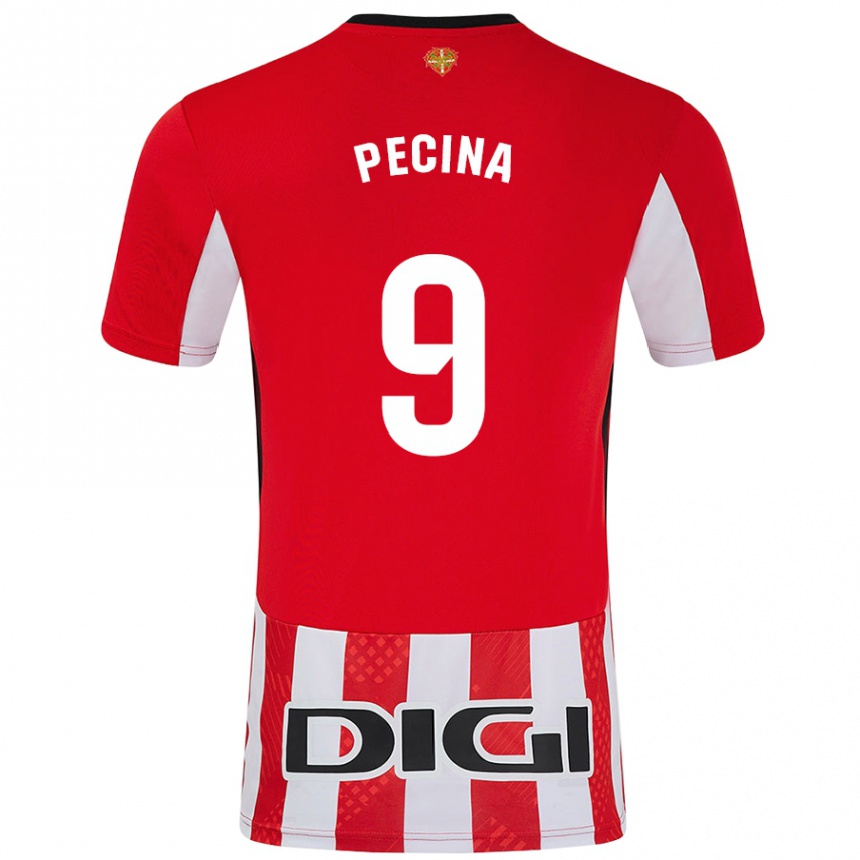 Kids Football Ander Peciña #9 Red White Home Jersey 2024/25 T-Shirt Uk