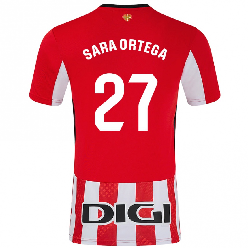 Kids Football Sara Ortega Ruiz #27 Red White Home Jersey 2024/25 T-Shirt Uk