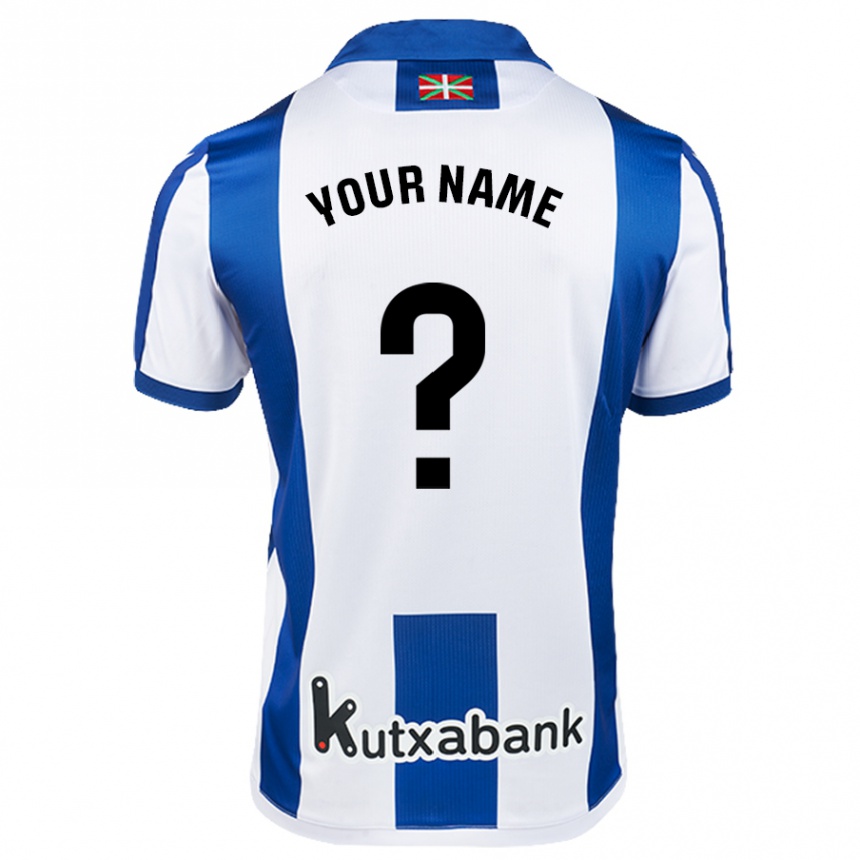 Kids Football Your Name #0 White Blue Home Jersey 2024/25 T-Shirt Uk