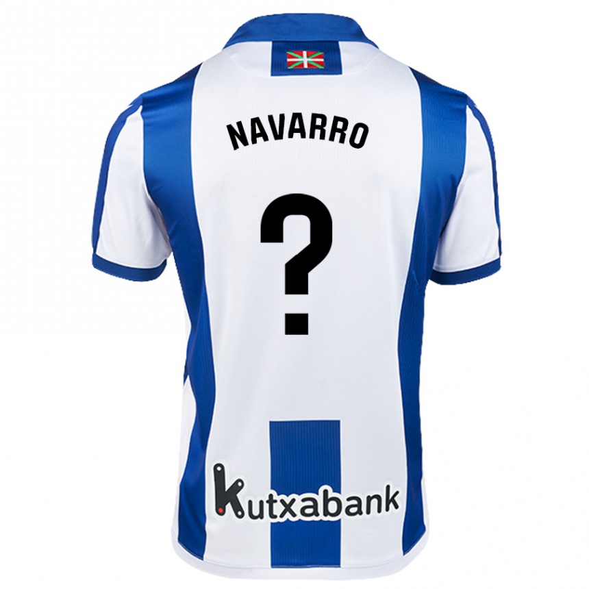 Kids Football Robert Navarro #0 White Blue Home Jersey 2024/25 T-Shirt Uk