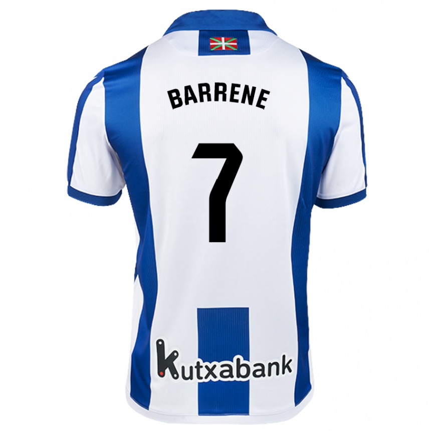 Kids Football Ander Barrene #7 White Blue Home Jersey 2024/25 T-Shirt Uk