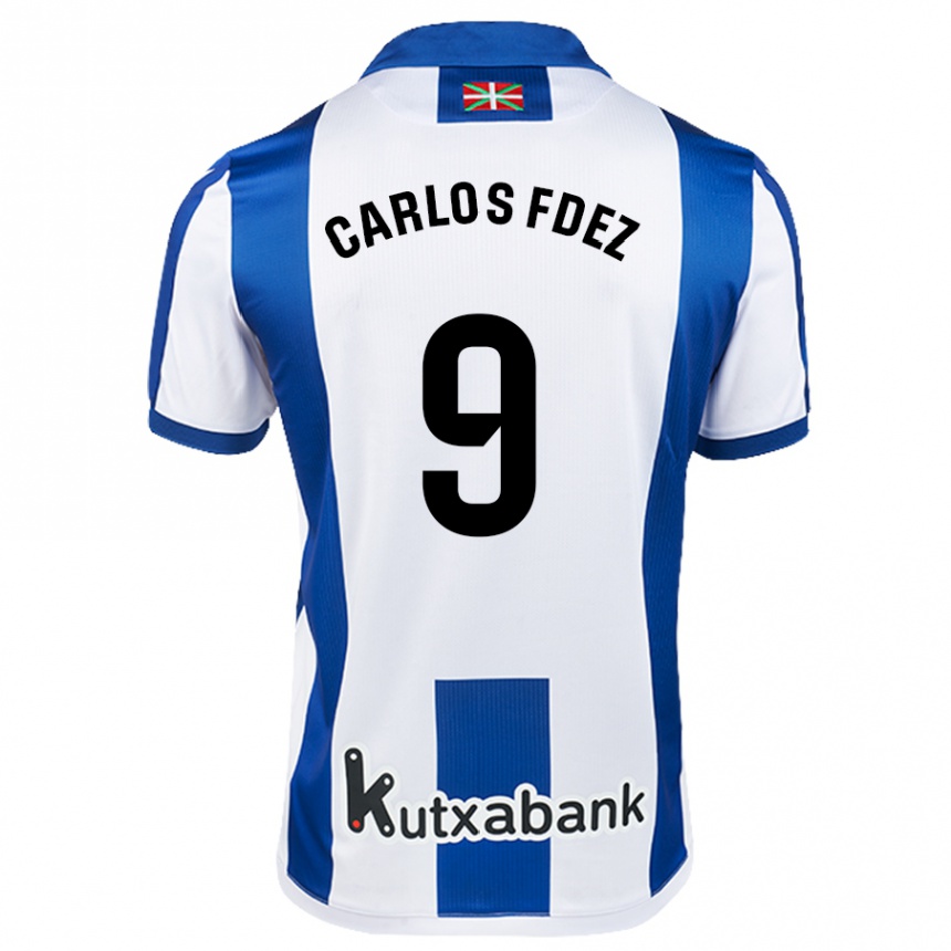 Kids Football Carlos Fernández #9 White Blue Home Jersey 2024/25 T-Shirt Uk