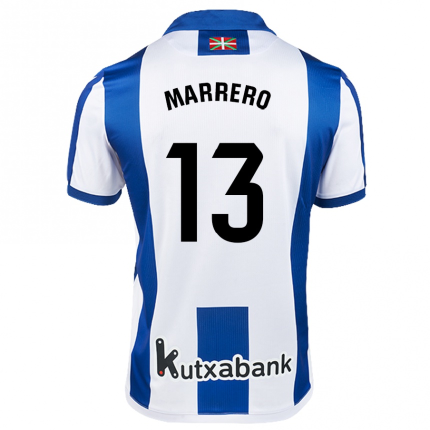 Kids Football Unai Marrero #13 White Blue Home Jersey 2024/25 T-Shirt Uk