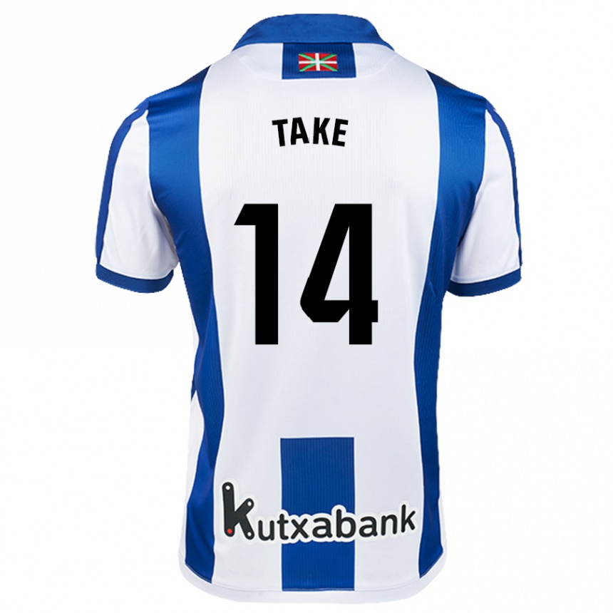 Kids Football Takefusa Kubo #14 White Blue Home Jersey 2024/25 T-Shirt Uk