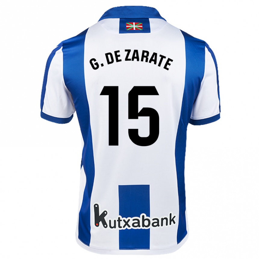 Kids Football Urko González De Zarate #15 White Blue Home Jersey 2024/25 T-Shirt Uk