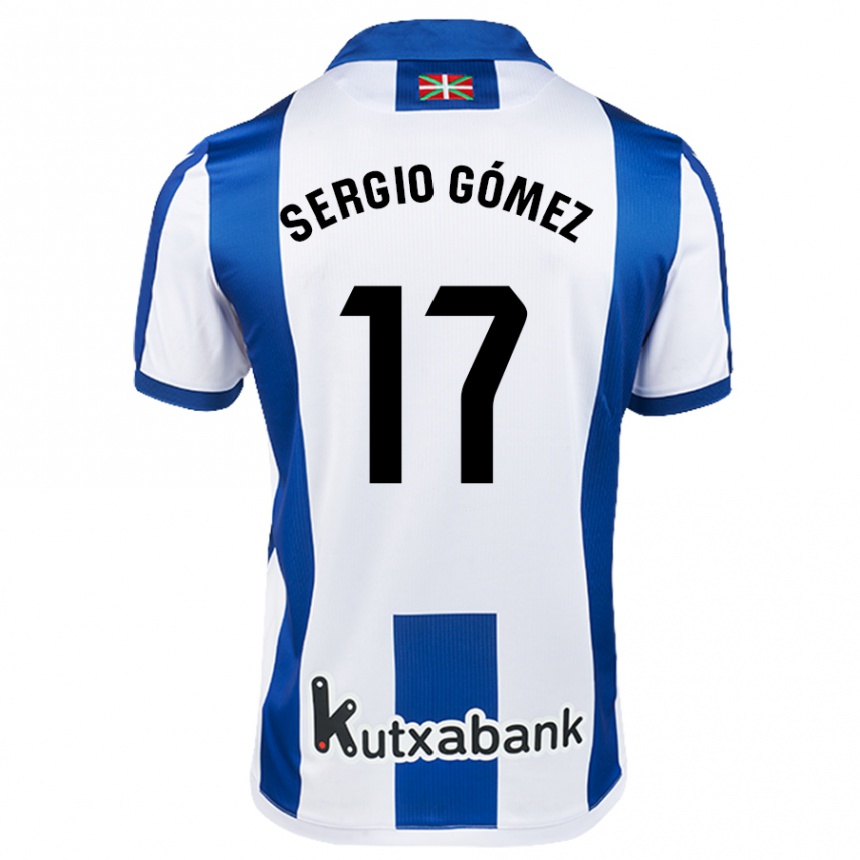 Kids Football Sergio Gómez #17 White Blue Home Jersey 2024/25 T-Shirt Uk