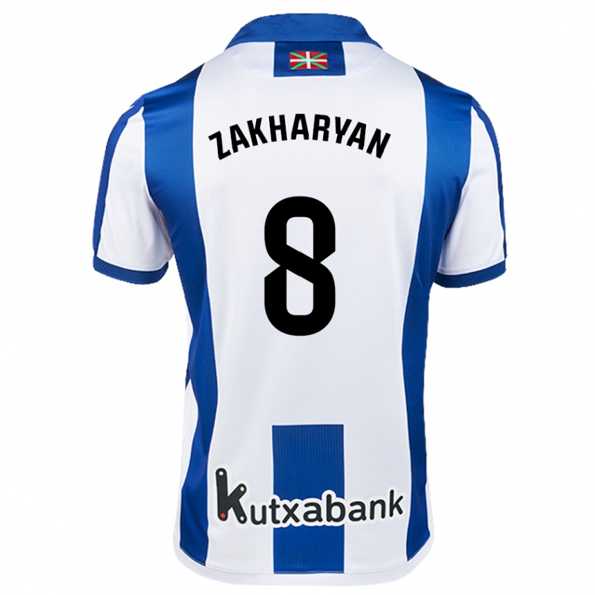 Kids Football Arsen Zakharyan #8 White Blue Home Jersey 2024/25 T-Shirt Uk