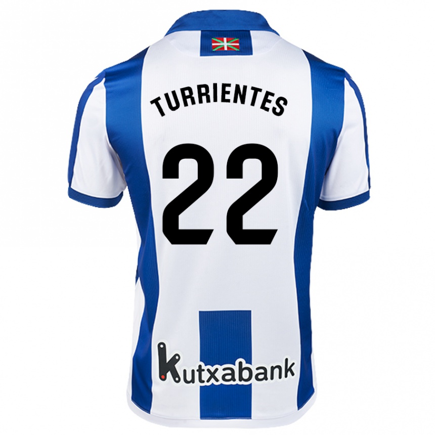 Kids Football Beñat Turrientes #22 White Blue Home Jersey 2024/25 T-Shirt Uk