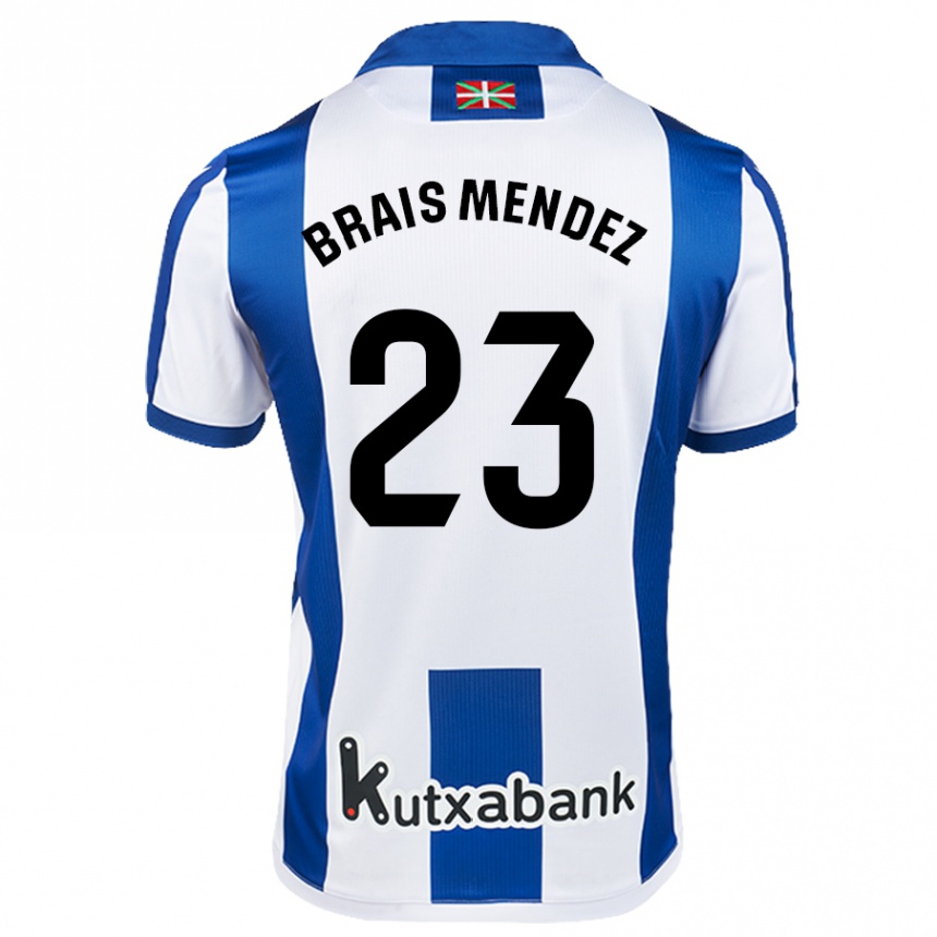 Kids Football Brais Méndez #23 White Blue Home Jersey 2024/25 T-Shirt Uk