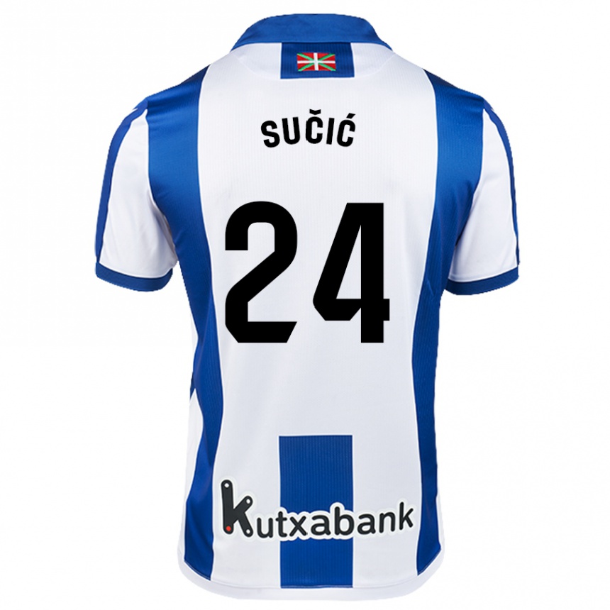 Kids Football Luka Sucic #24 White Blue Home Jersey 2024/25 T-Shirt Uk