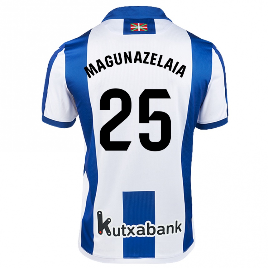 Kids Football Jon Magunazelaia #25 White Blue Home Jersey 2024/25 T-Shirt Uk