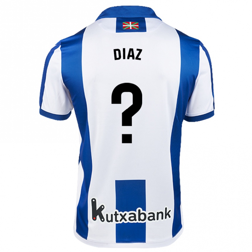 Kids Football Dani Díaz #0 White Blue Home Jersey 2024/25 T-Shirt Uk