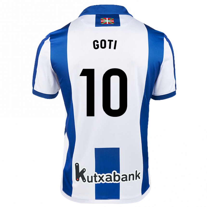 Kids Football Mikel Goti #10 White Blue Home Jersey 2024/25 T-Shirt Uk