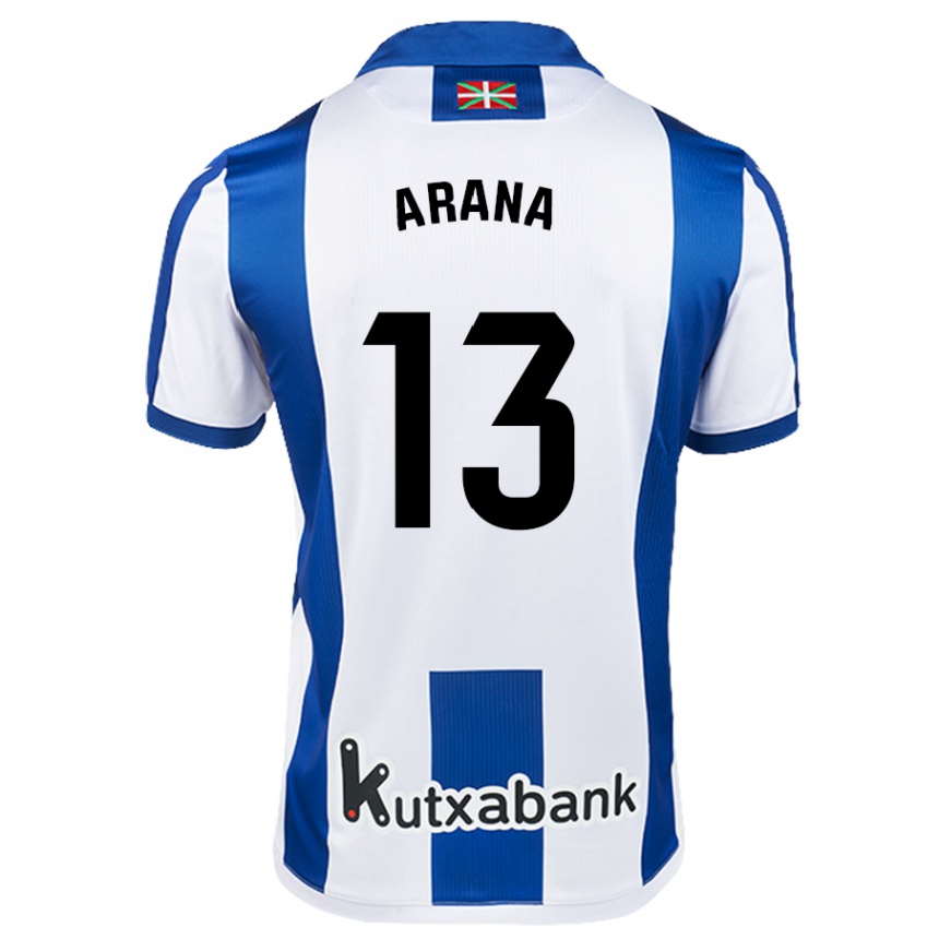 Kids Football Egoitz Arana #13 White Blue Home Jersey 2024/25 T-Shirt Uk