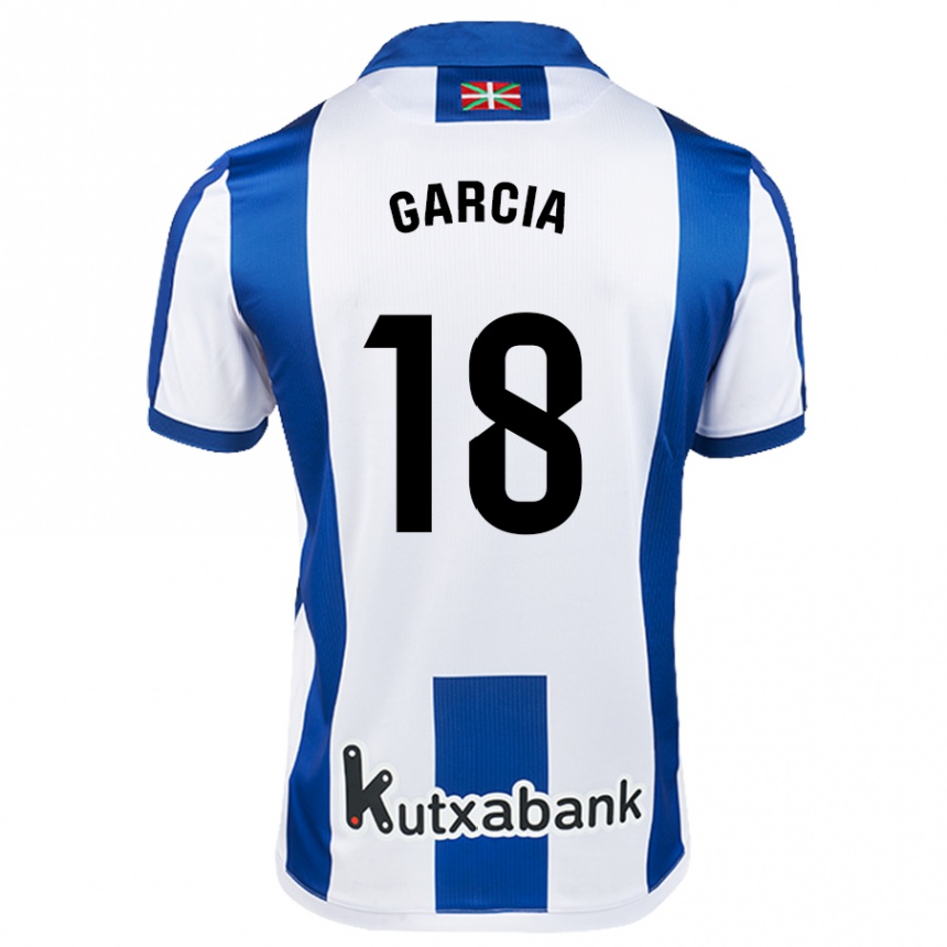 Kids Football Eder García #18 White Blue Home Jersey 2024/25 T-Shirt Uk