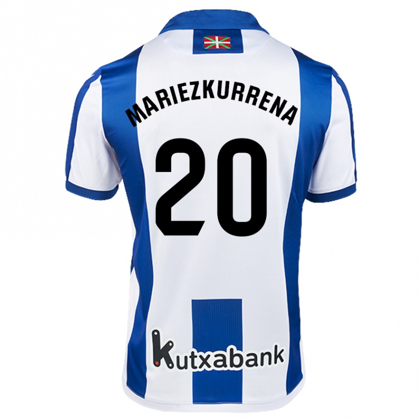 Kids Football Arkaitz Mariezkurrena #20 White Blue Home Jersey 2024/25 T-Shirt Uk