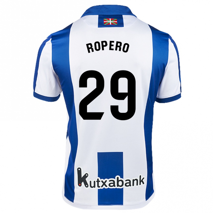 Kids Football Iker Ropero #29 White Blue Home Jersey 2024/25 T-Shirt Uk