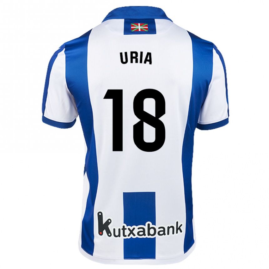 Kids Football Mirari Uria Gabilondo #18 White Blue Home Jersey 2024/25 T-Shirt Uk