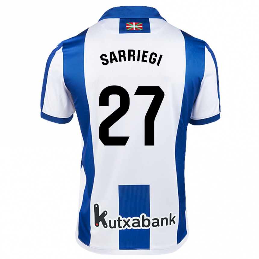 Kids Football Nora Sarriegi #27 White Blue Home Jersey 2024/25 T-Shirt Uk