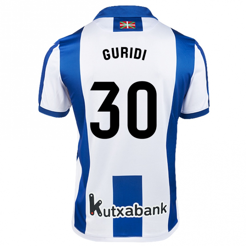 Kids Football Elene Guridi Mesonero #30 White Blue Home Jersey 2024/25 T-Shirt Uk