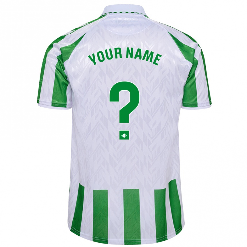 Kids Football Your Name #0 Green White Stripes Home Jersey 2024/25 T-Shirt Uk