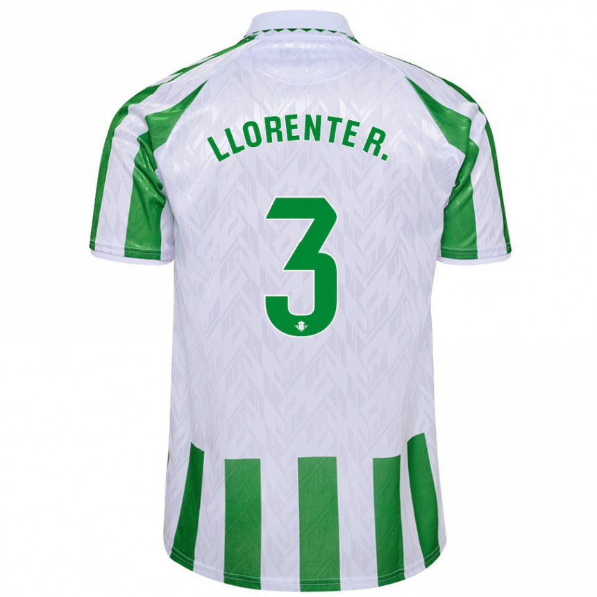 Kids Football Diego Llorente #3 Green White Stripes Home Jersey 2024/25 T-Shirt Uk