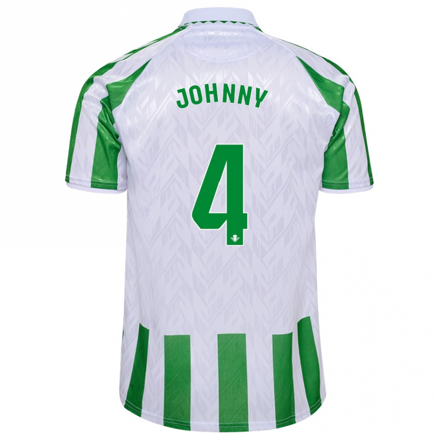 Kids Football Johnny Cardoso #4 Green White Stripes Home Jersey 2024/25 T-Shirt Uk