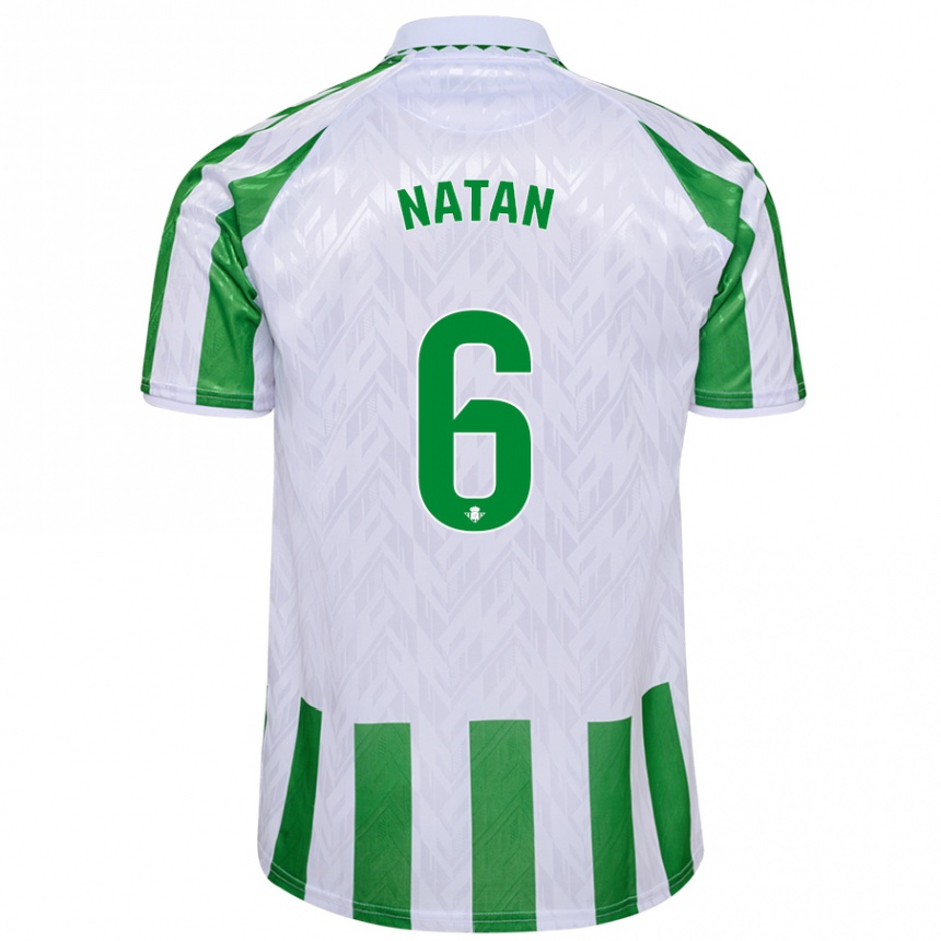 Kids Football Natan #6 Green White Stripes Home Jersey 2024/25 T-Shirt Uk