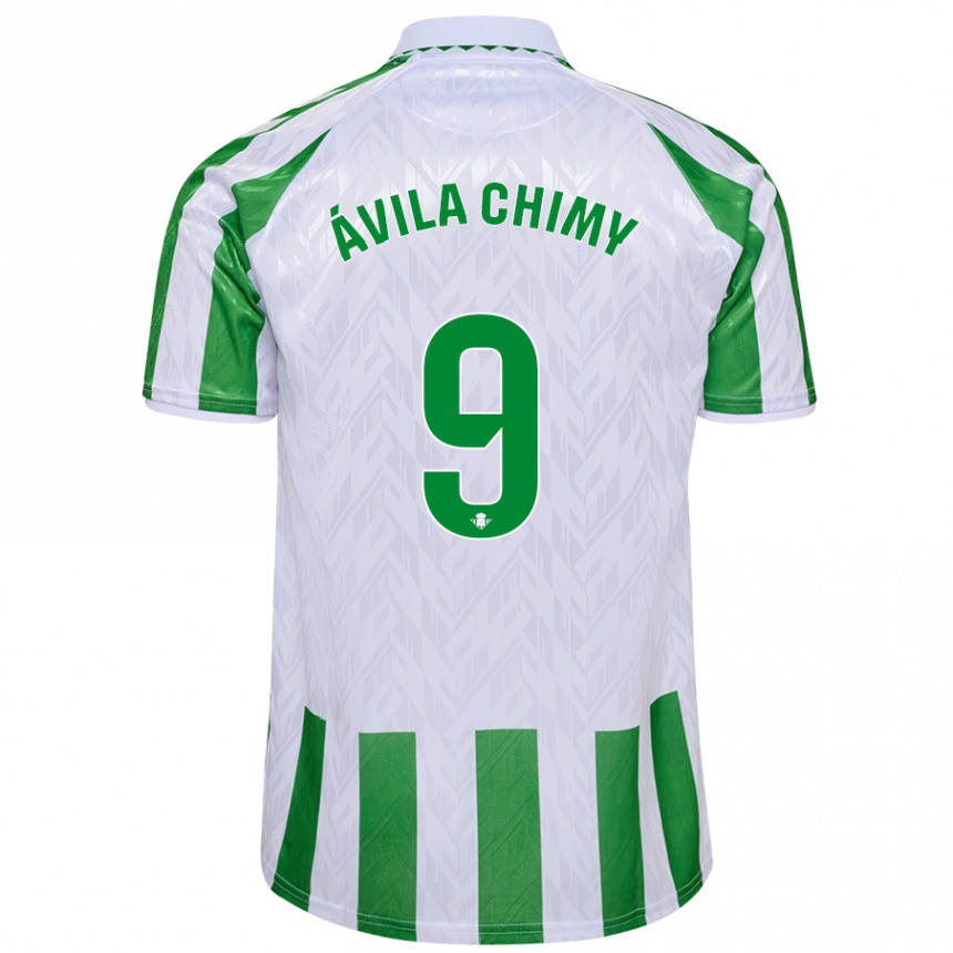 Kids Football Chimy Ávila #9 Green White Stripes Home Jersey 2024/25 T-Shirt Uk