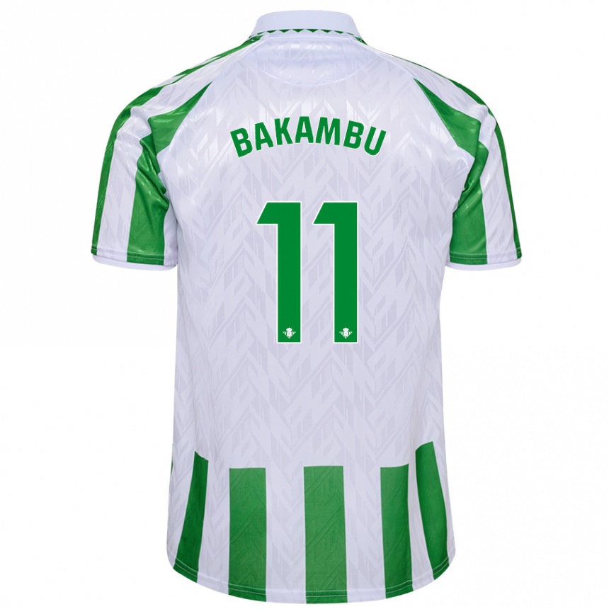 Kids Football Cedric Bakambu #11 Green White Stripes Home Jersey 2024/25 T-Shirt Uk