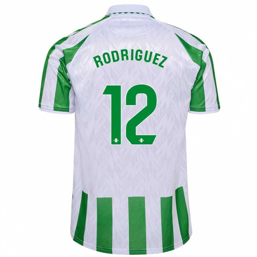 Kids Football Ricardo Rodríguez #12 Green White Stripes Home Jersey 2024/25 T-Shirt Uk