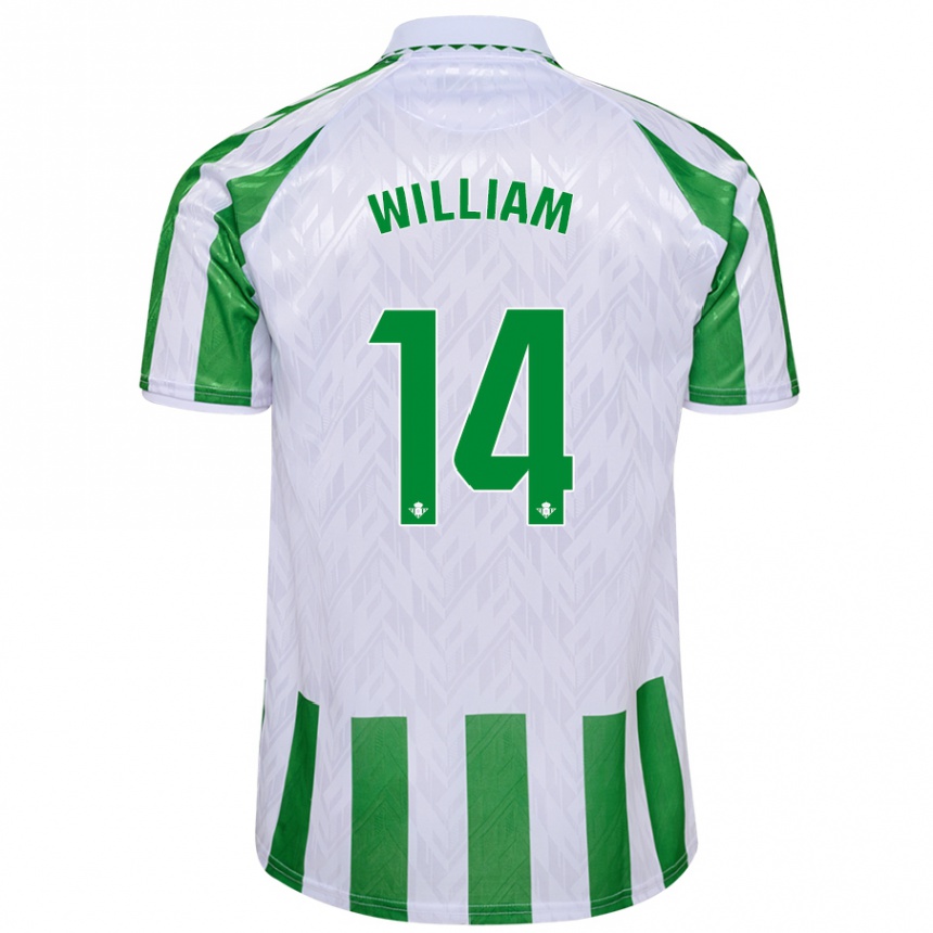 Kids Football William Carvalho #14 Green White Stripes Home Jersey 2024/25 T-Shirt Uk