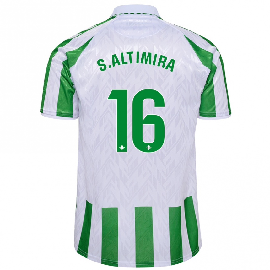 Kids Football Sergi Altimira #16 Green White Stripes Home Jersey 2024/25 T-Shirt Uk