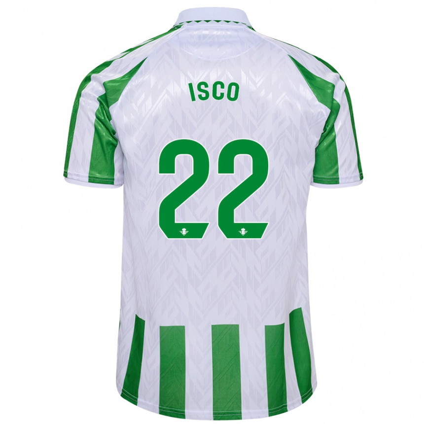 Kids Football Isco #22 Green White Stripes Home Jersey 2024/25 T-Shirt Uk