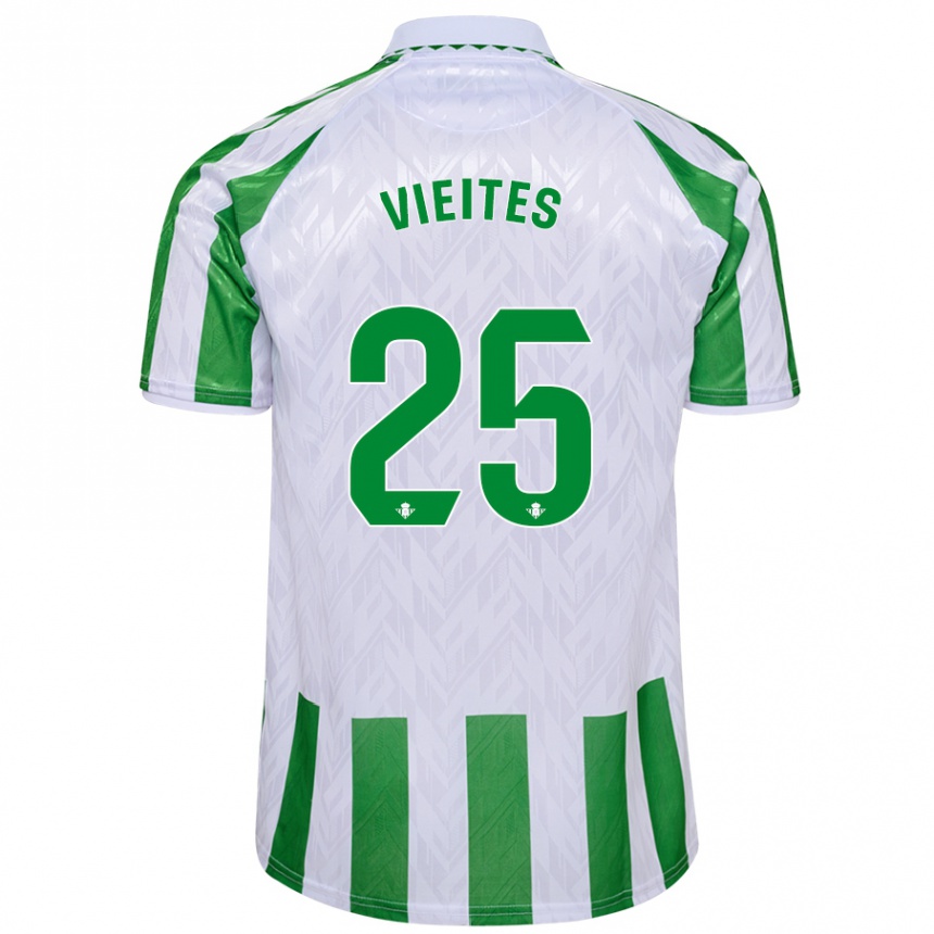 Kids Football Fran Vieites #25 Green White Stripes Home Jersey 2024/25 T-Shirt Uk