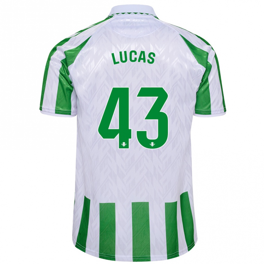 Kids Football Lucas Alcázar #43 Green White Stripes Home Jersey 2024/25 T-Shirt Uk