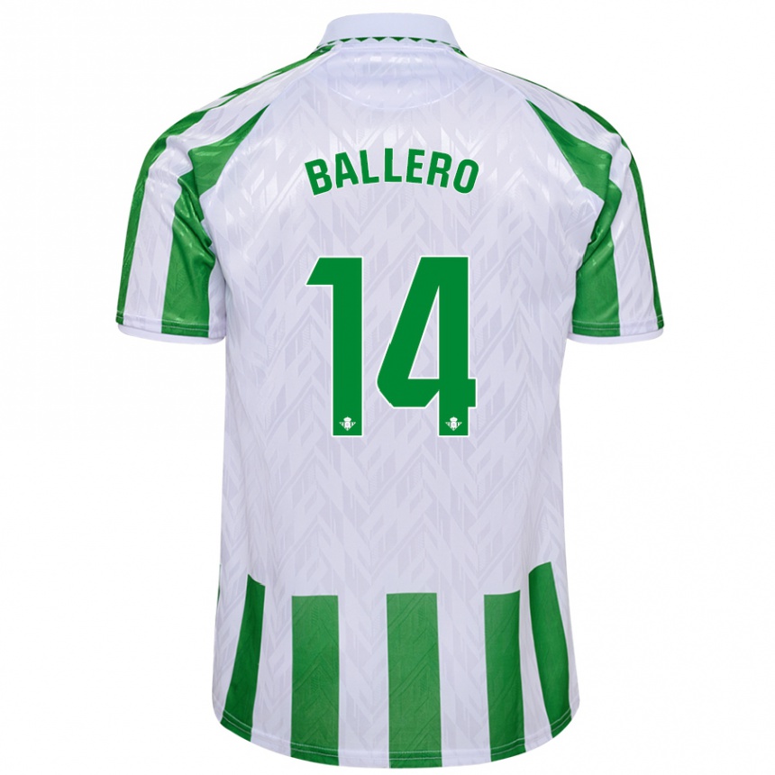 Kids Football Sander Ballero #14 Green White Stripes Home Jersey 2024/25 T-Shirt Uk