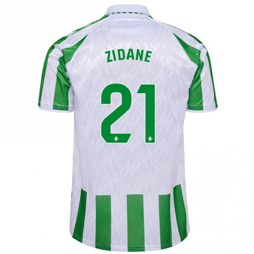 Kids Football Elyaz Zidane #21 Green White Stripes Home Jersey 2024/25 T-Shirt Uk