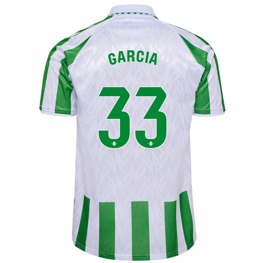 Kids Football Pablo García #33 Green White Stripes Home Jersey 2024/25 T-Shirt Uk