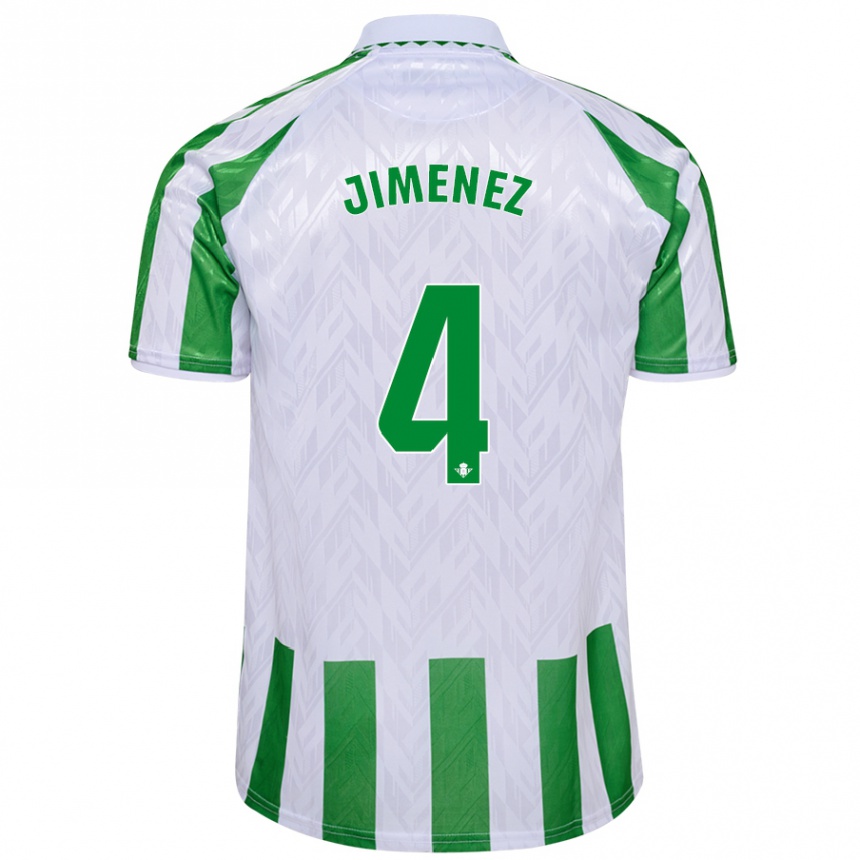 Kids Football María Jiménez Gutiérrez #4 Green White Stripes Home Jersey 2024/25 T-Shirt Uk