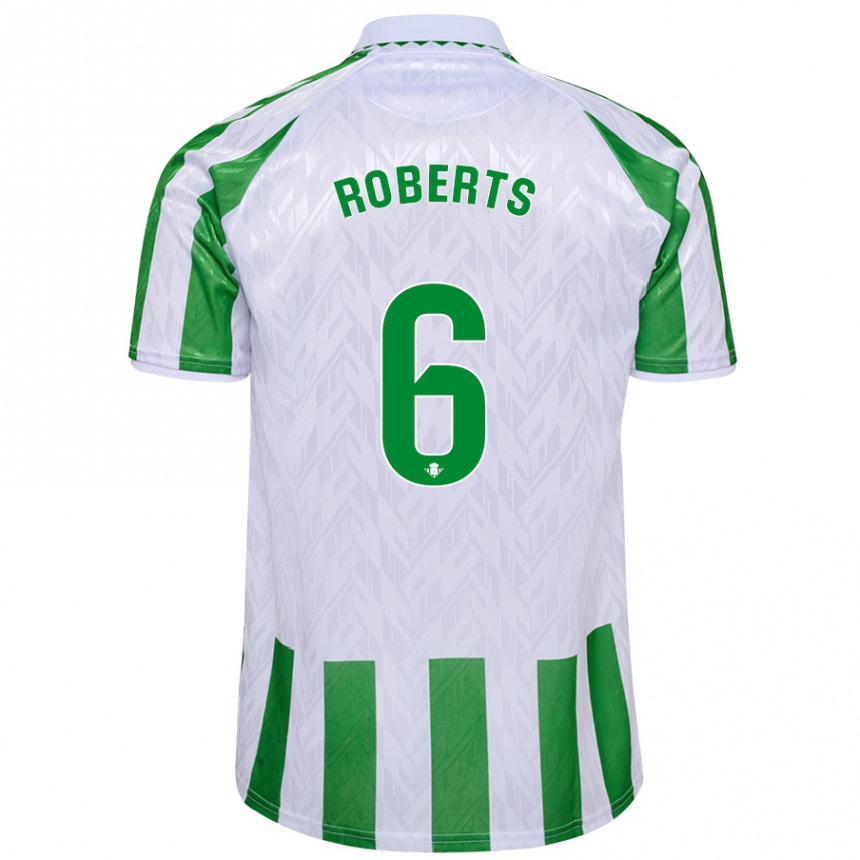 Kids Football Rhiannon Roberts #6 Green White Stripes Home Jersey 2024/25 T-Shirt Uk