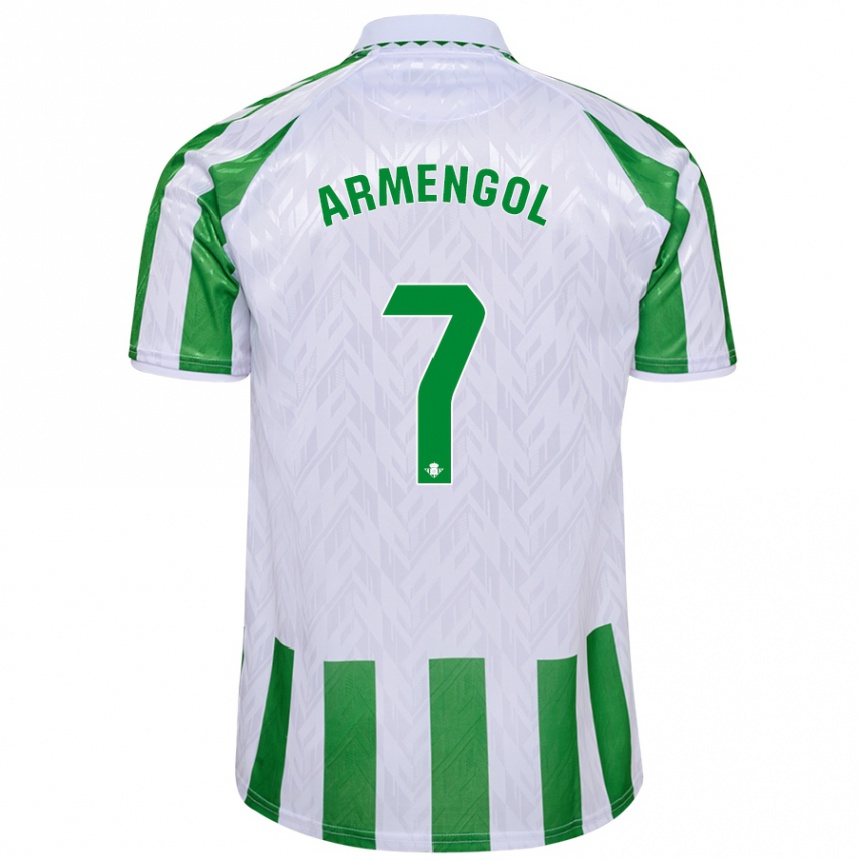 Kids Football Carla Armengol Joaniquet #7 Green White Stripes Home Jersey 2024/25 T-Shirt Uk