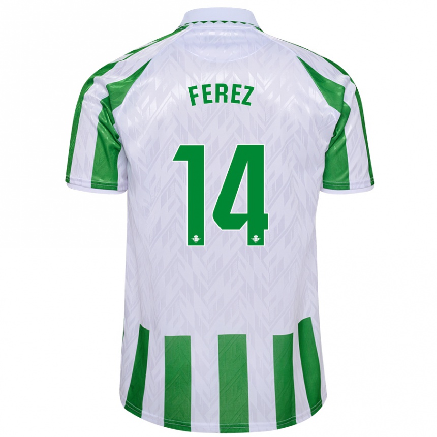 Kids Football Carolina Férez #14 Green White Stripes Home Jersey 2024/25 T-Shirt Uk